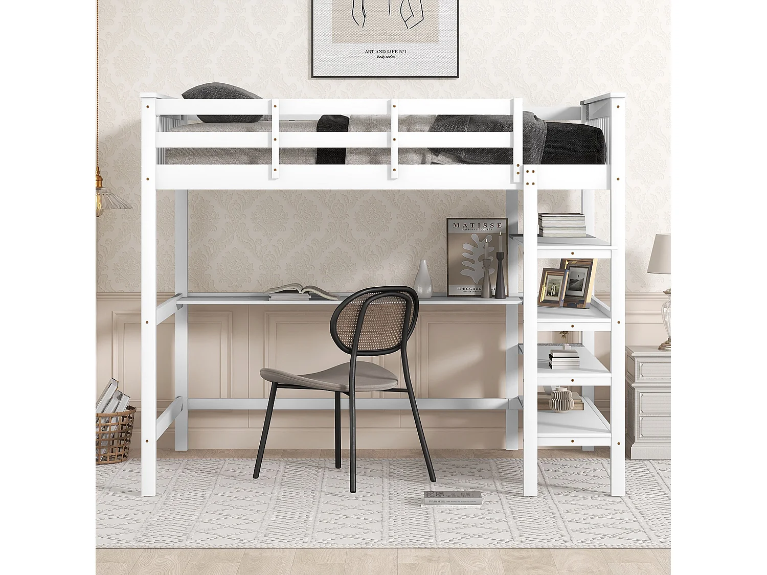 Lit cabane avec compartiment de rangement - blanc 140 x 200 cm - Sweiko