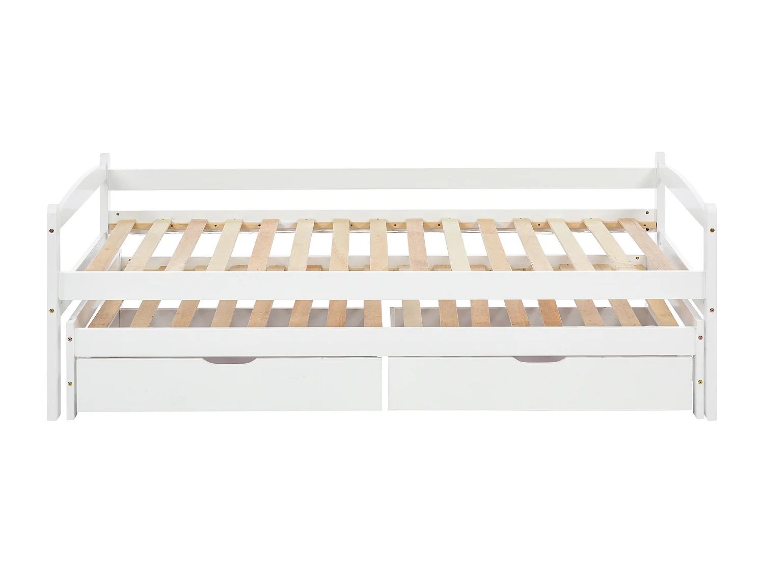 Lit cabane avec roulettes en bas 2 tiroirs en MDF blanc (200x90cm/190x90cm) - Sweiko