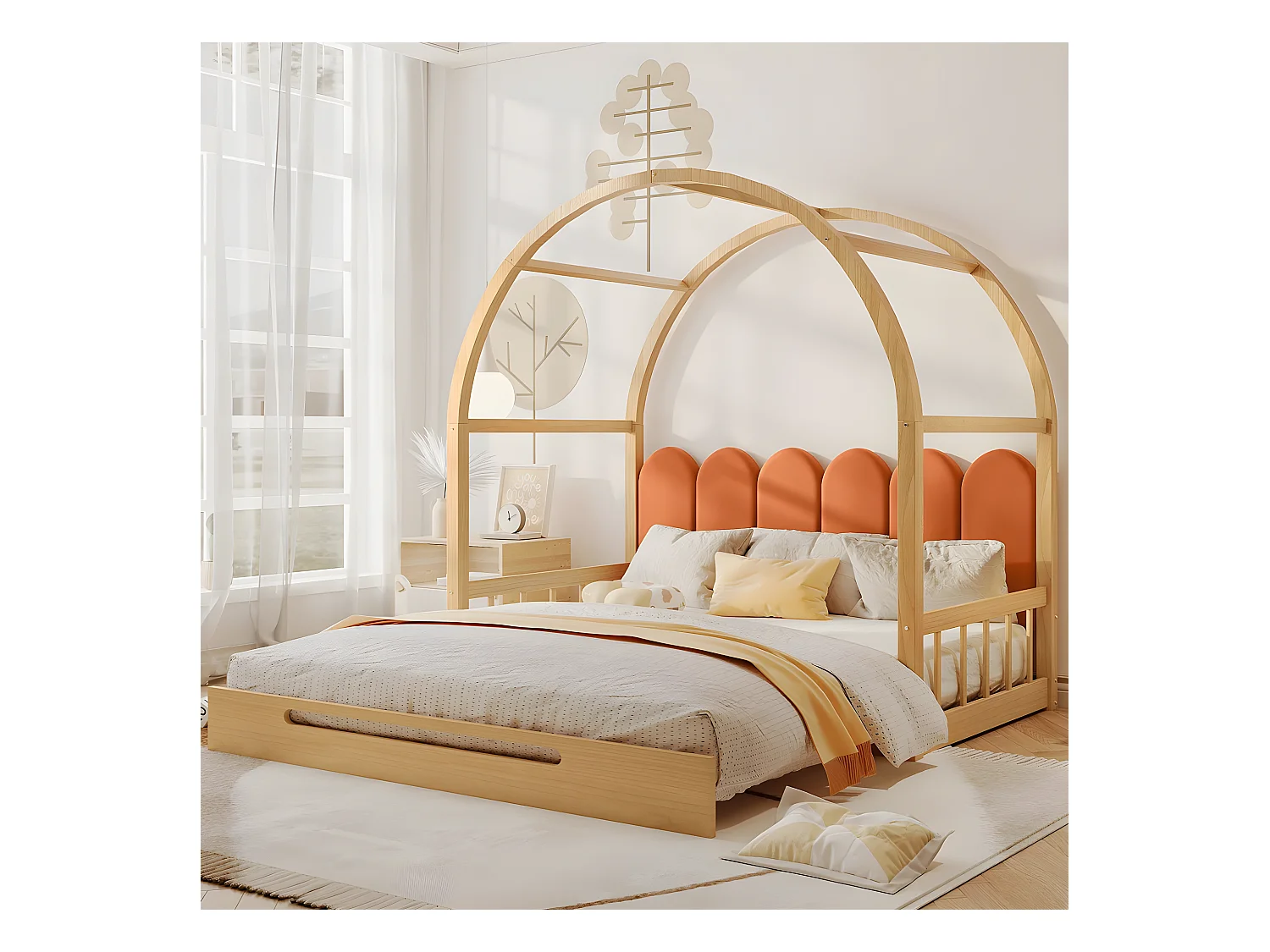 Lit cabane Lit de pavillon voûté extensible, 140x100 cm 140x200 cm - Sweiko