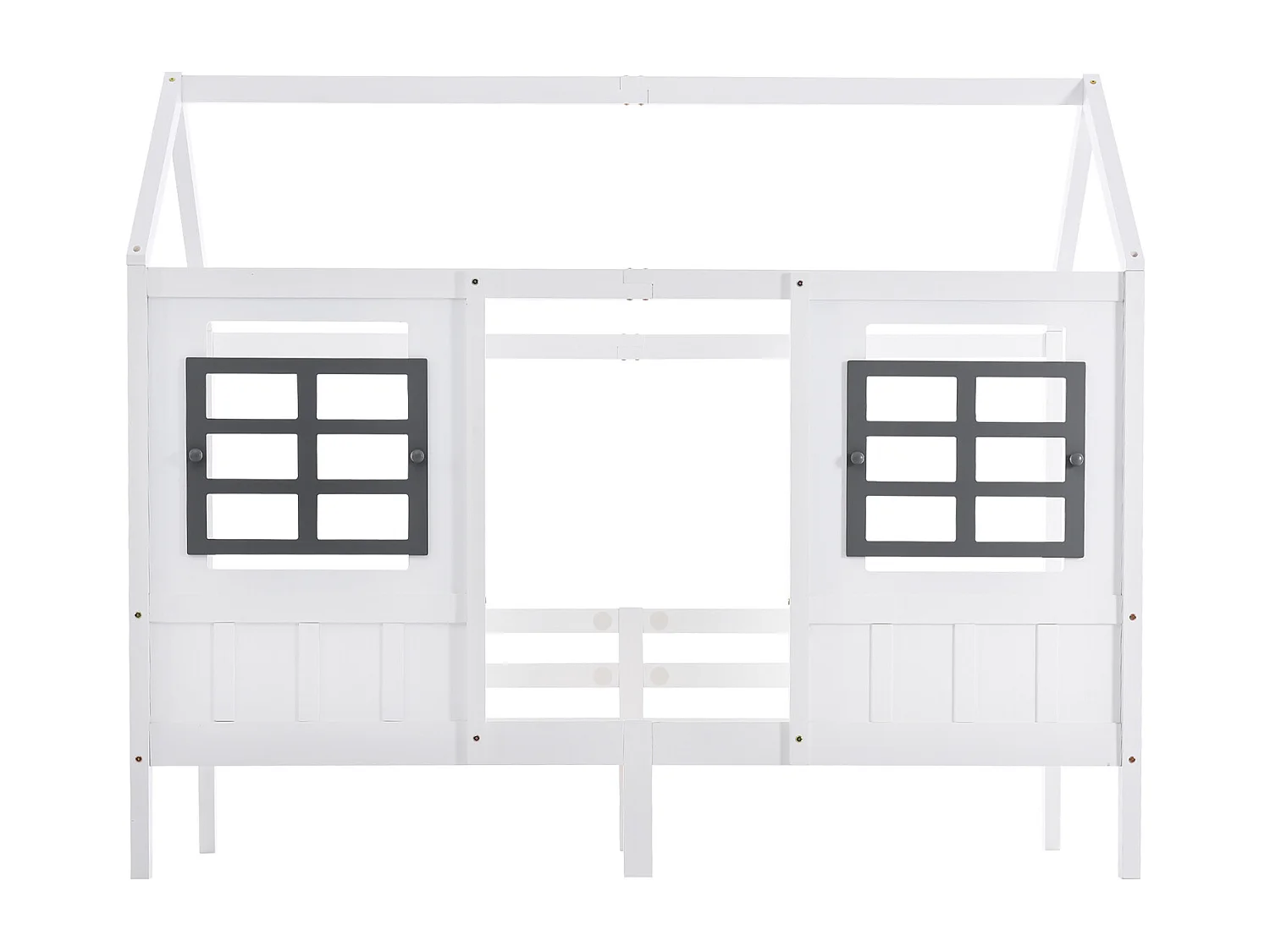 Lit cabane 200x90 cm - lit d'enfant avec 2 fenêtres, blanc - Sweiko