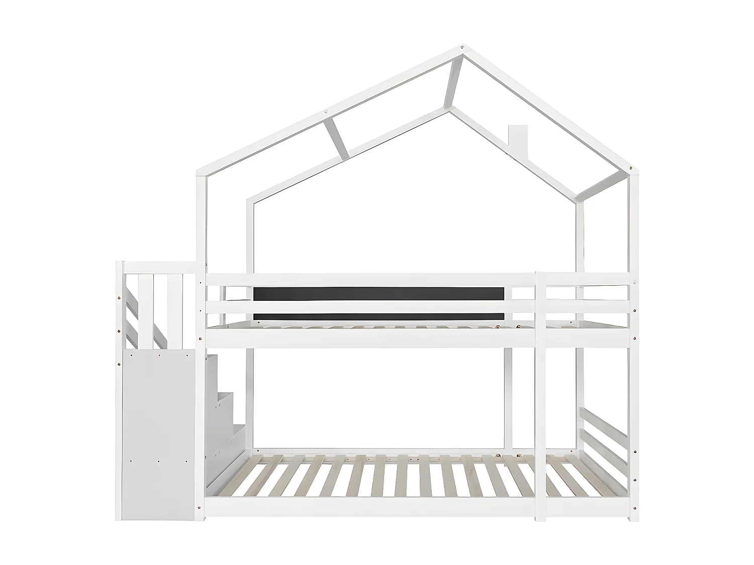 Lit cabane Lit 90 x 200 cm dans les arbres avec cheminée - blanc - Sweiko
