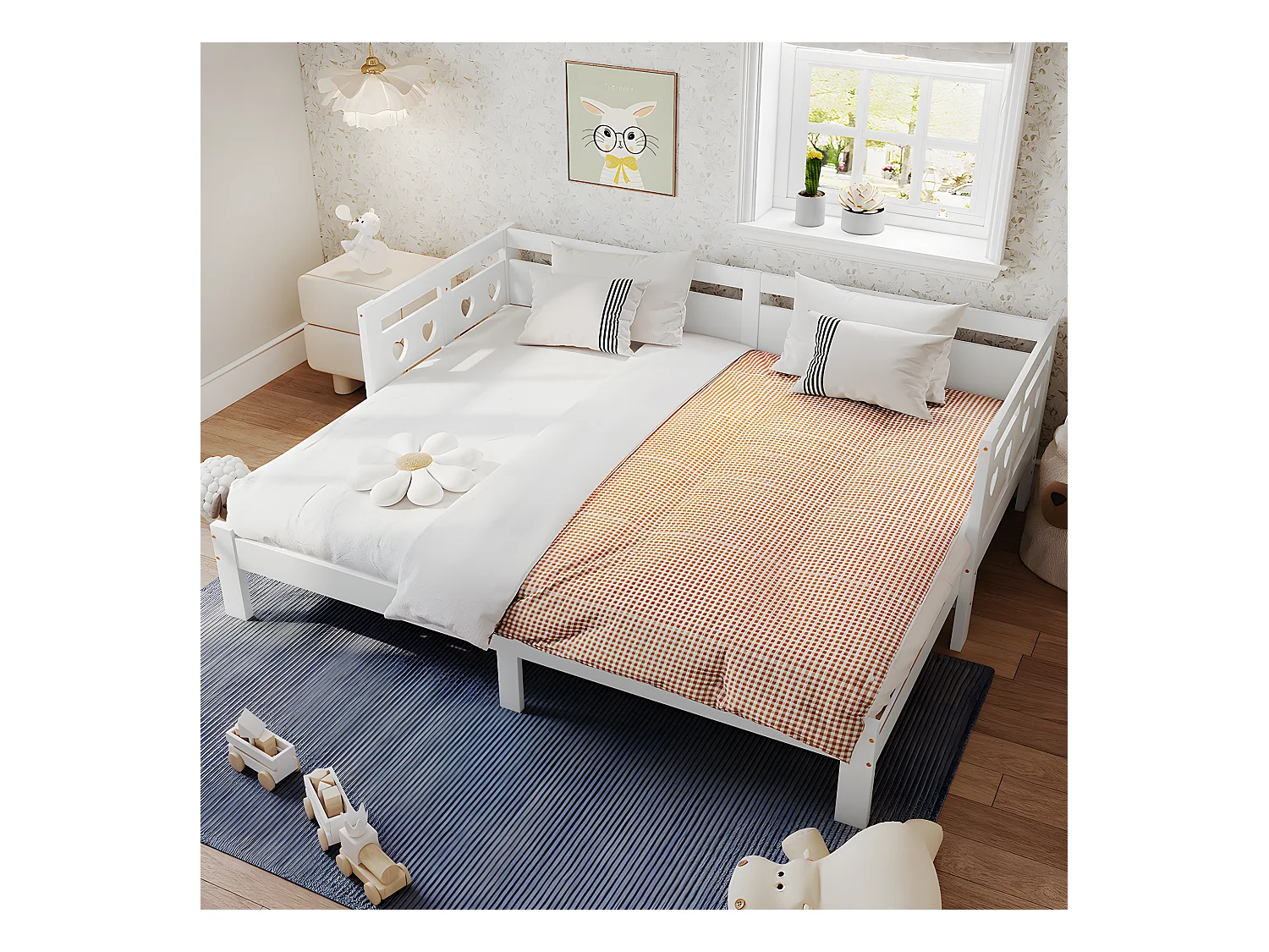 Lit cabane Lit de jour lit extensible pin massif - Blanc - Sweiko