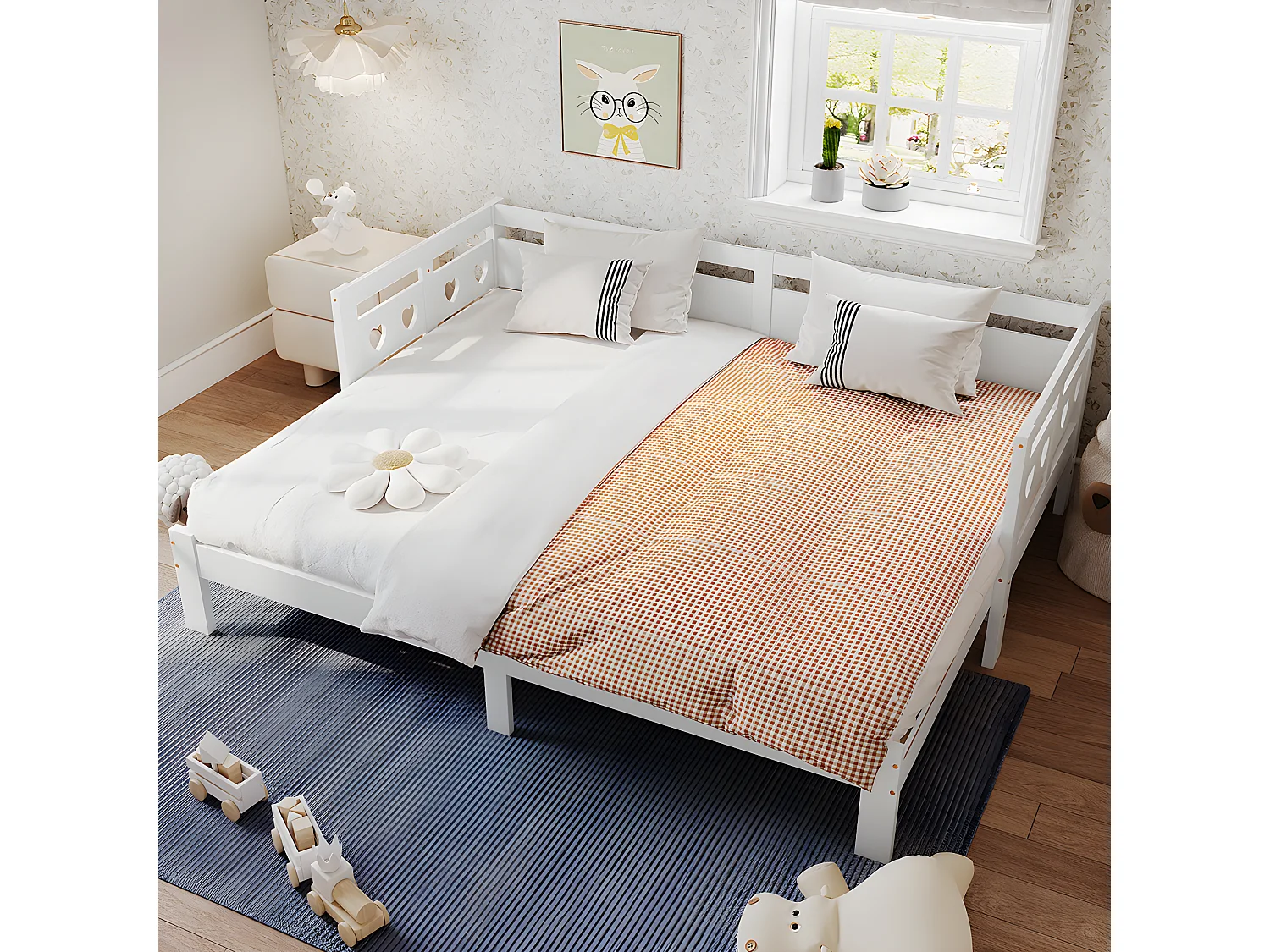 Lit cabane Lit de jour lit extensible pin massif - Blanc - Sweiko