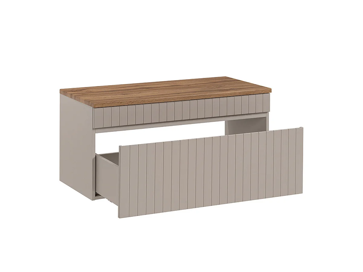 Meuble sous-vasque 100cm plan de toilette Zelie Cachemire et Bois