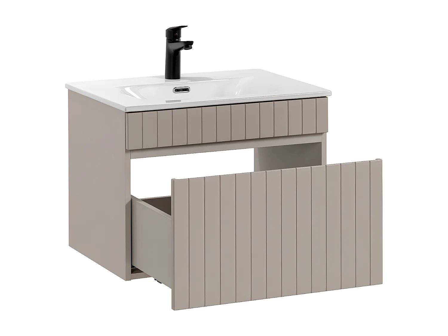 Conjunto mueble lavabo individual encastrado 60cm y columna Zelie Cachemira