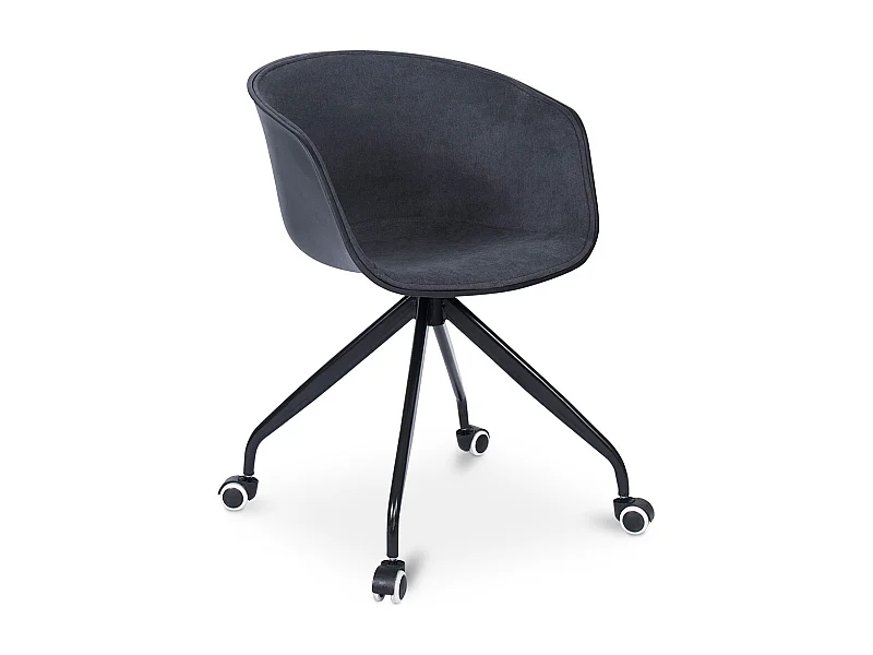 Sedia da ufficio imbottita con braccioli - Sedia da scrivania con rotelle - Bianco e nero - Jodie