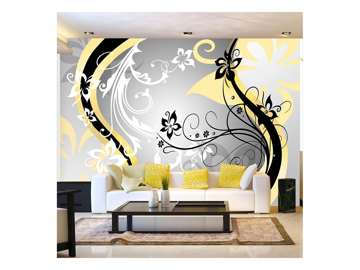 Papier peint art-fleurs jaune - 200 x 140 cm