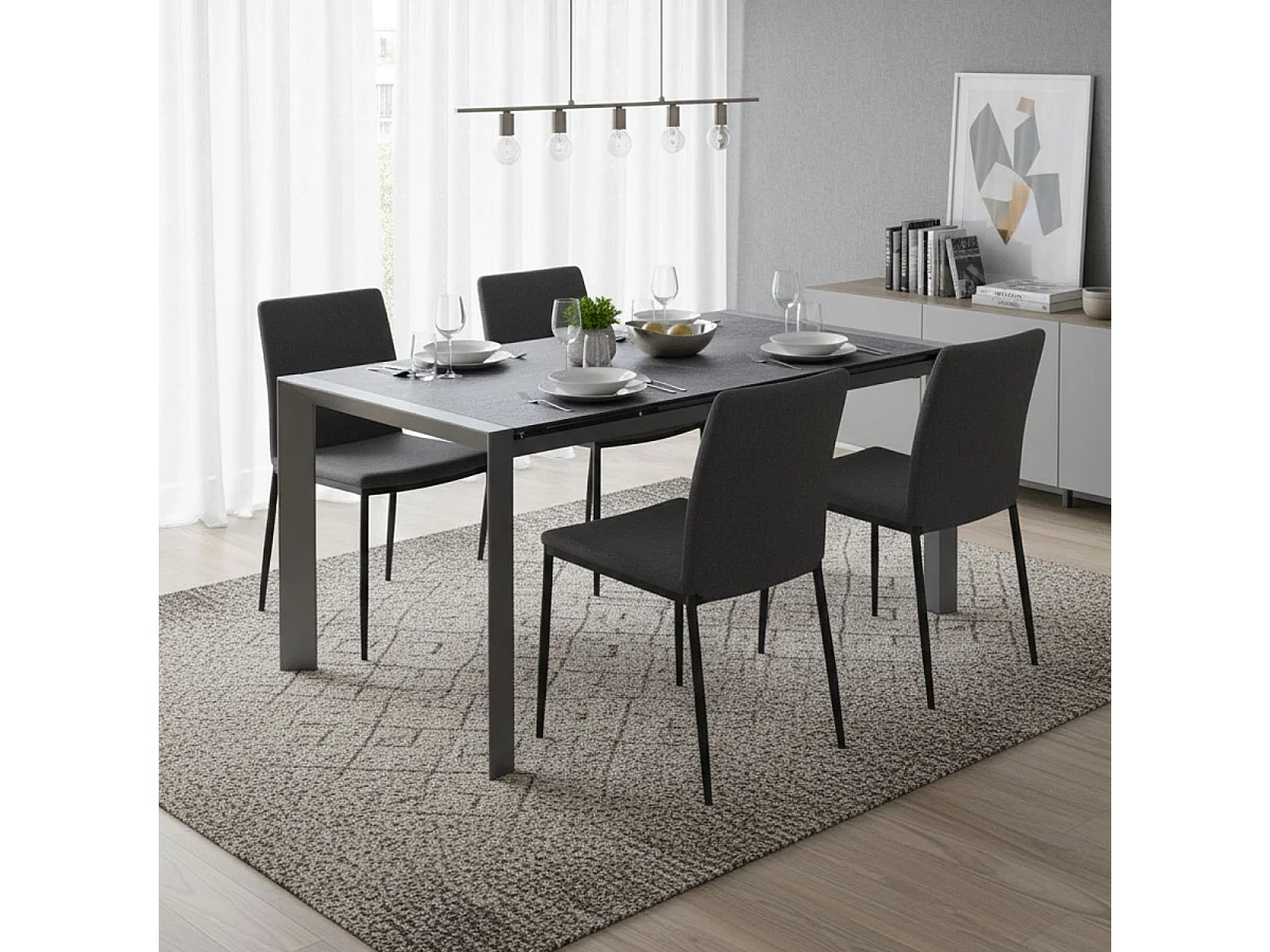 GELD - Table Repas Rectangulaire Métal et Verre