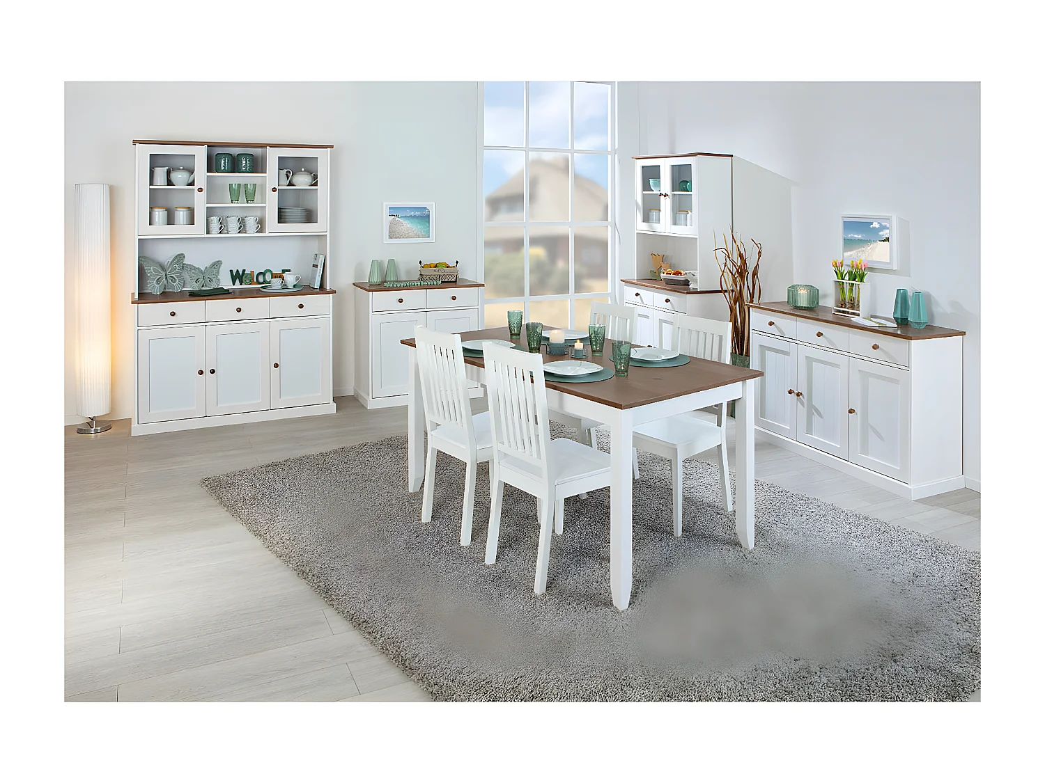 SOCOA - Table Rectangulaire Bois Massif Vernis Sepia et Blanc