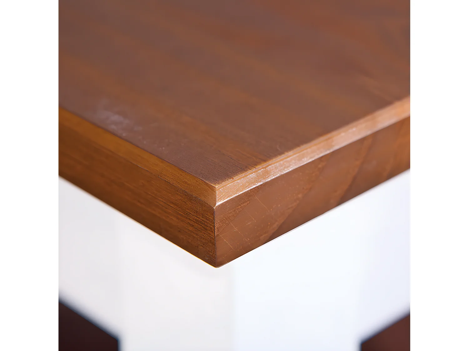 SOCOA - Table Rectangulaire Bois Massif Vernis Sepia et Blanc