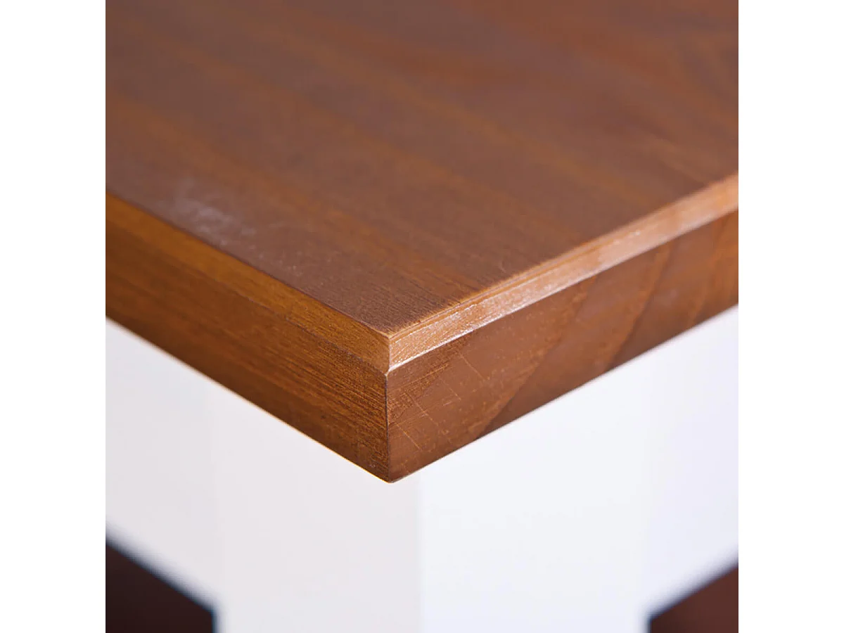 SOCOA - Table Rectangulaire Bois Massif Vernis Sepia et Blanc