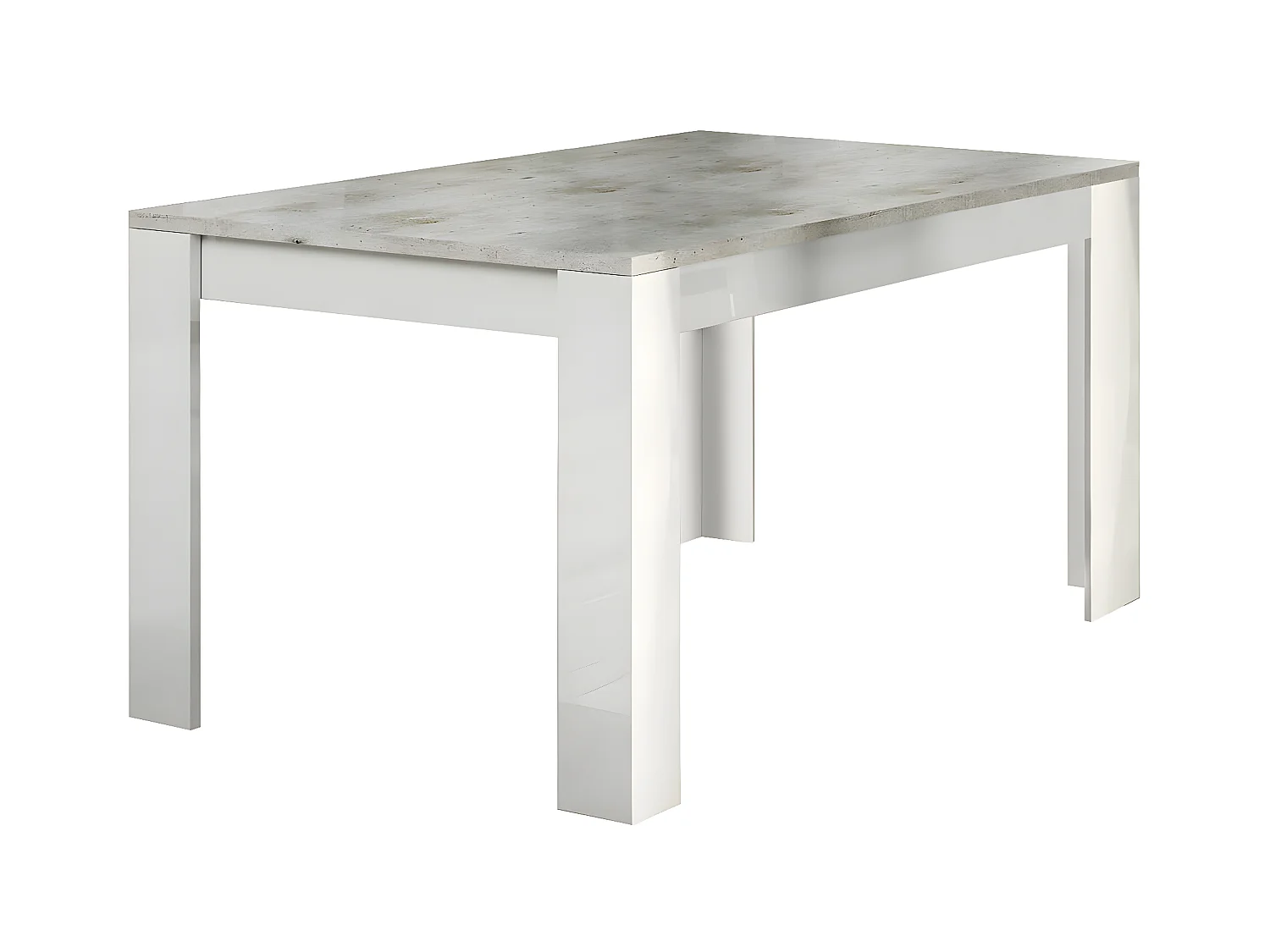LYNDA - Table Repas Rectangulaire Laqué Blanc et Gris Béton