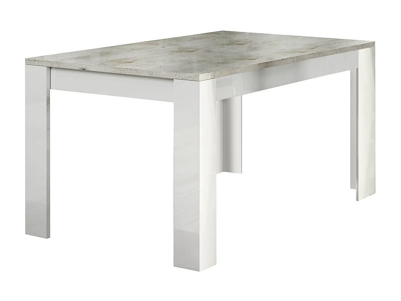 LYNDA - Table Repas Rectangulaire Laqué Blanc et Gris Béton