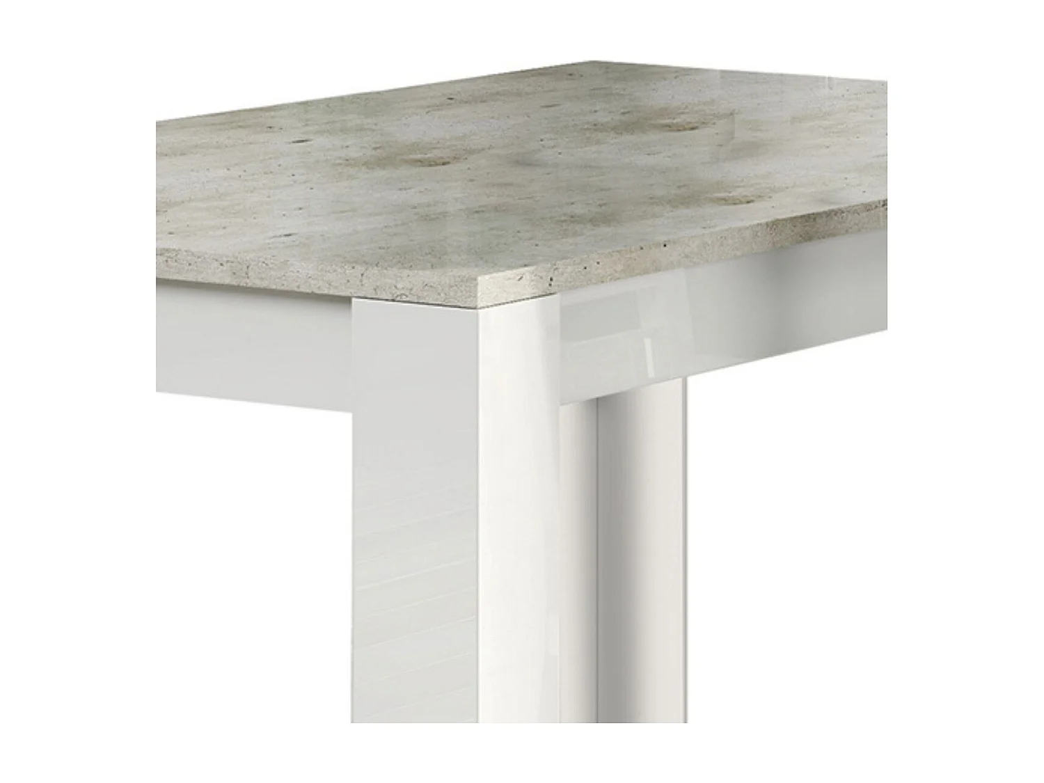 LYNDA - Table Repas Rectangulaire Laqué Blanc et Gris Béton