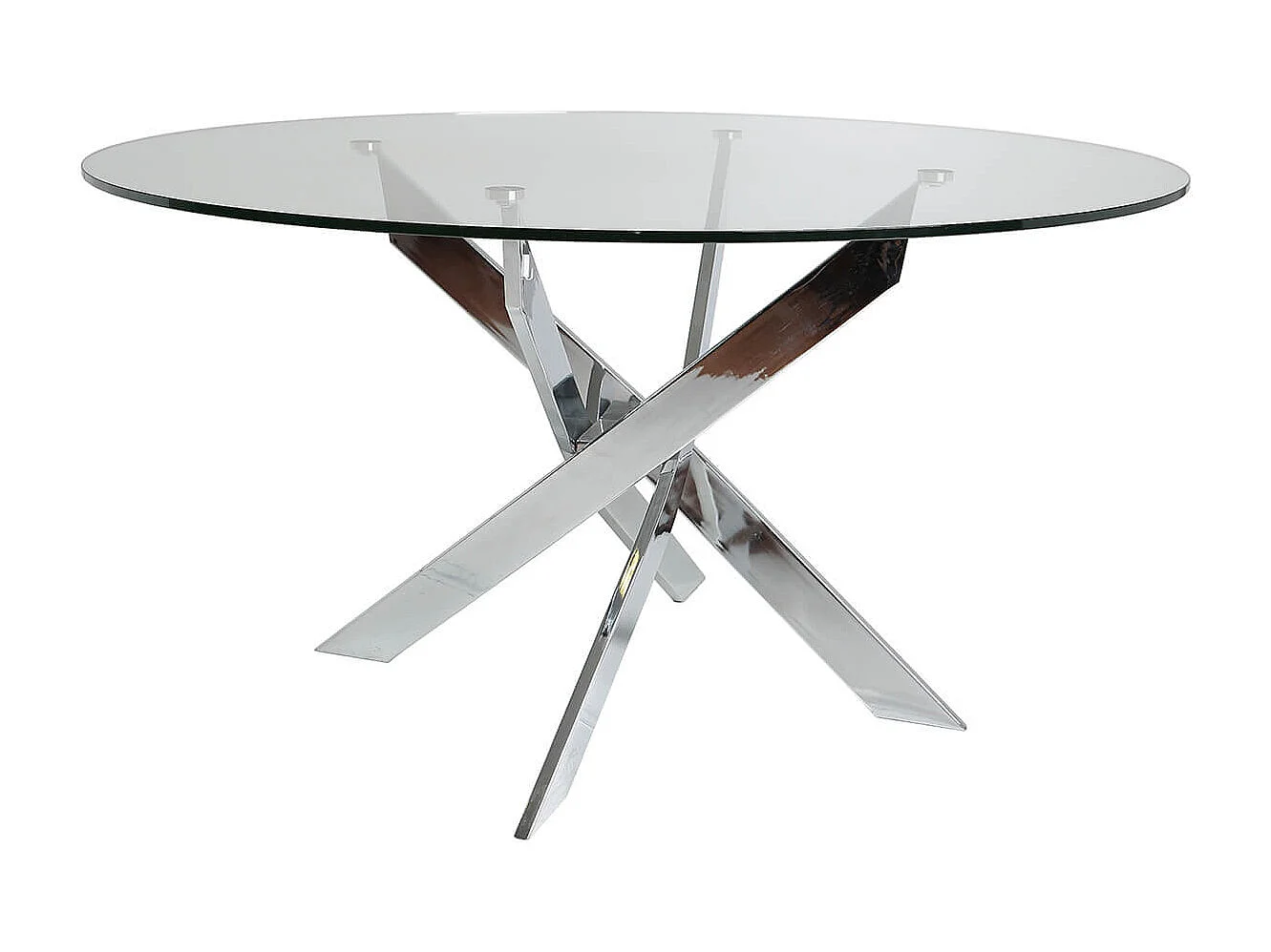 RITHA - Table Ronde 140cm Pieds Chromés et Plateau en Verre