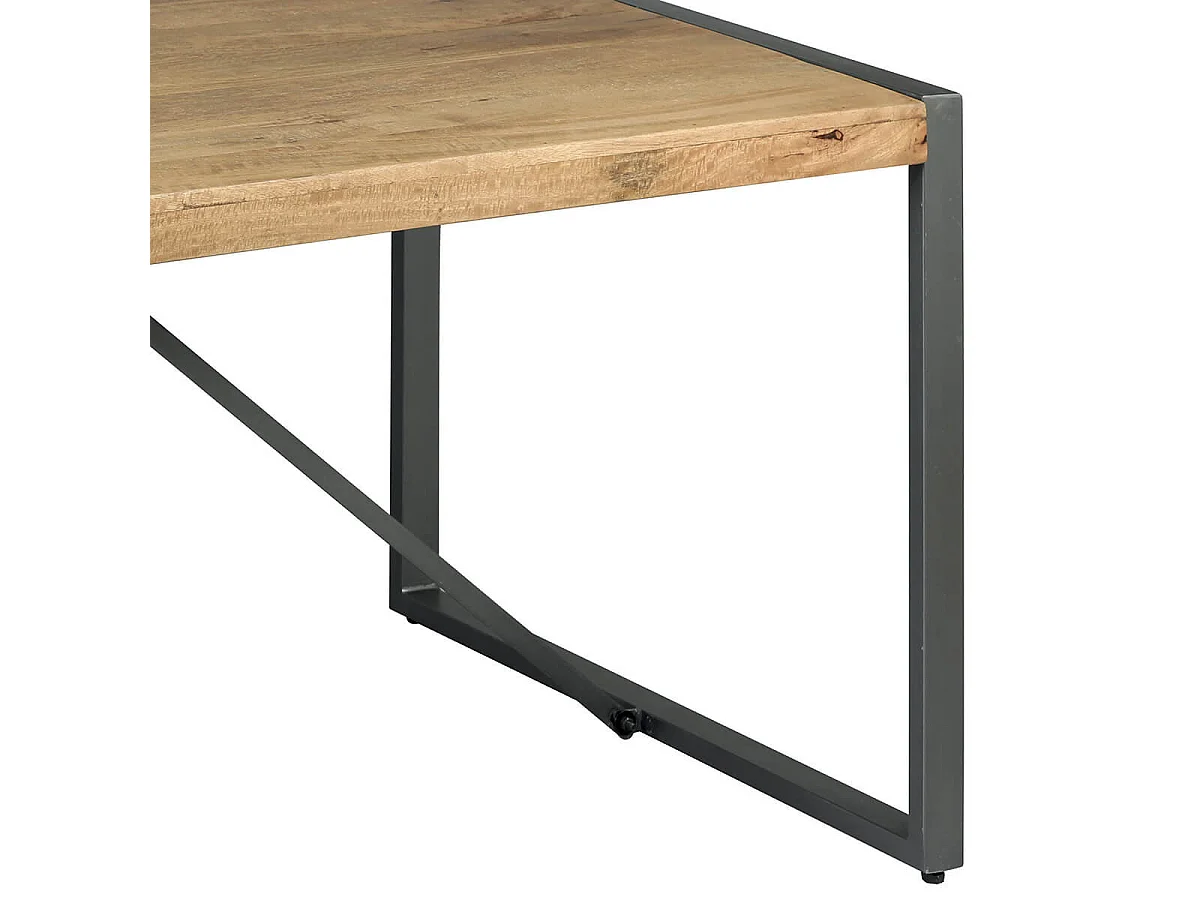 PALISSA - Table de Repas 180cm Bois et Acier Patiné