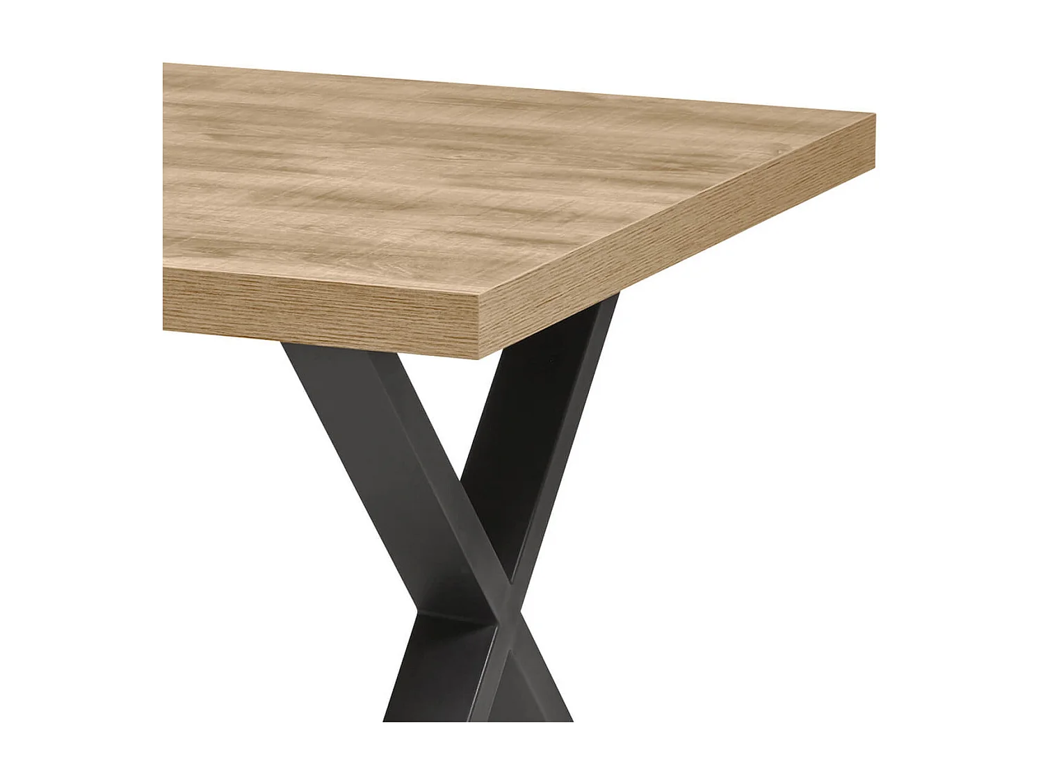 CEDRA - Table 200cm Aspect Bois Piètement X Métal Poudré Noir