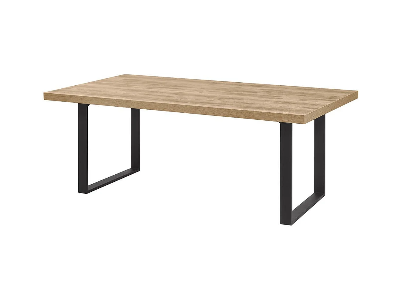 NILLA - Table 200cm Aspect Bois Piètement U Métal Poudré Noir