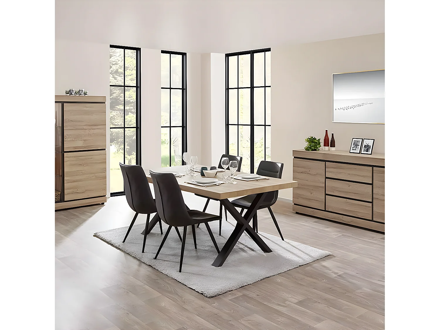 MASSIRE - Table Rectangulaire 200cm Aspect Bois