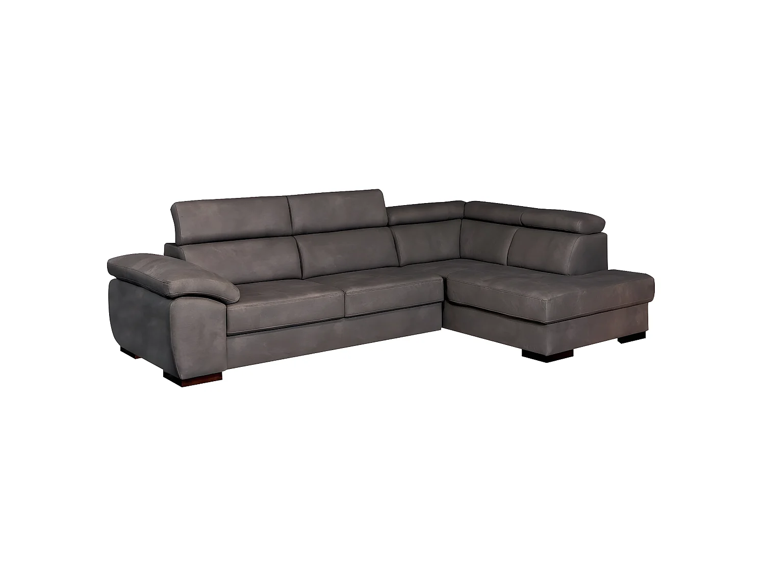 BRUGES - Canapé d'Angle Droit 4 Places Gris Eléphant