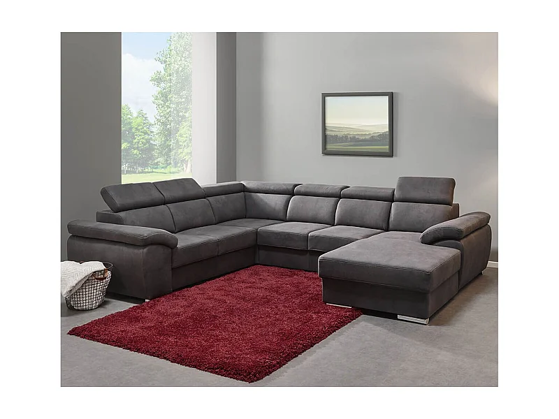 BRUGES - Canapé d'Angle Gauche 7 Places Gris