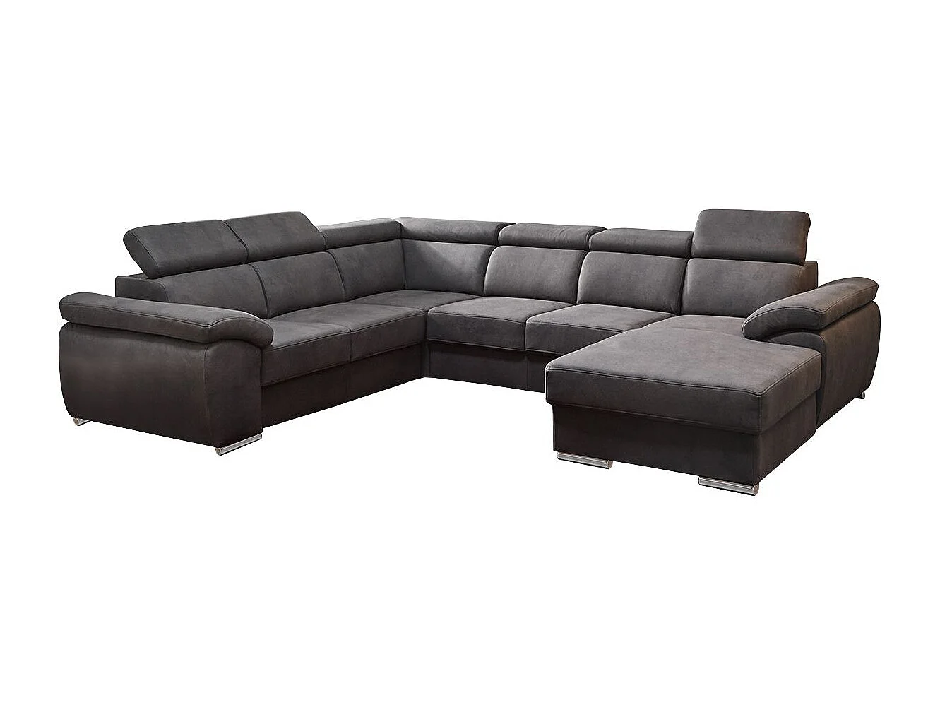 BRUGES - Canapé d'Angle Gauche 7 Places Gris