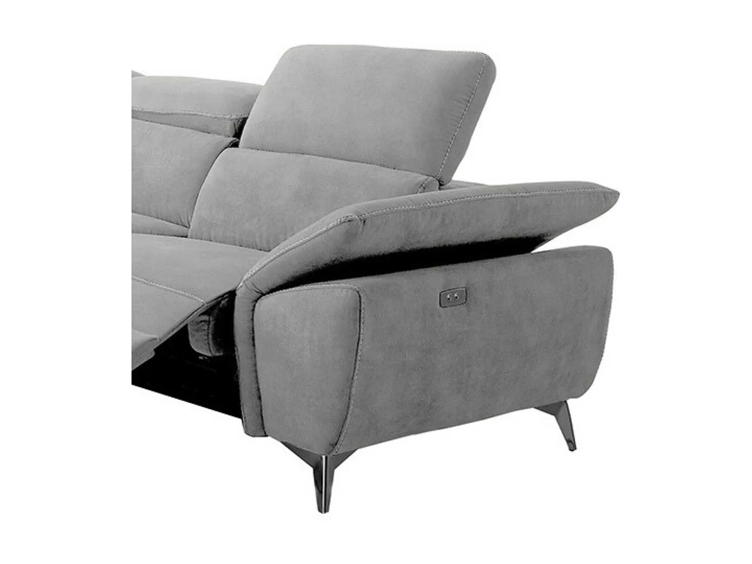 TOLEDO - Canapé d'Angle Gauche 1 Relax Electrique Gris Clair