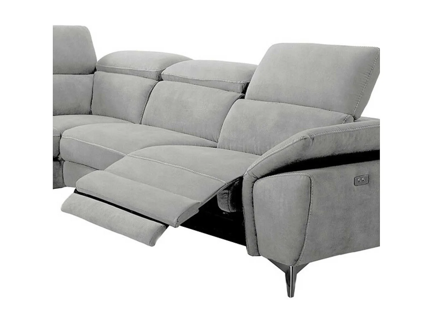 TOLEDO - Canapé d'Angle Gauche 1 Relax Electrique Gris Clair