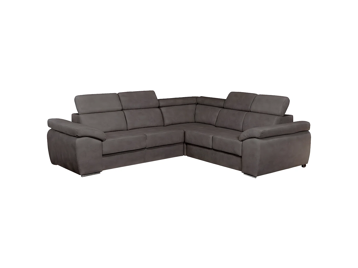 BRUGES - Canapé d'Angle 5 Places Coloris Gris Eléphant