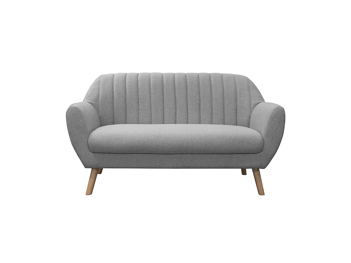 DELYAN - Canapé 2 Places Design Tissu Gris