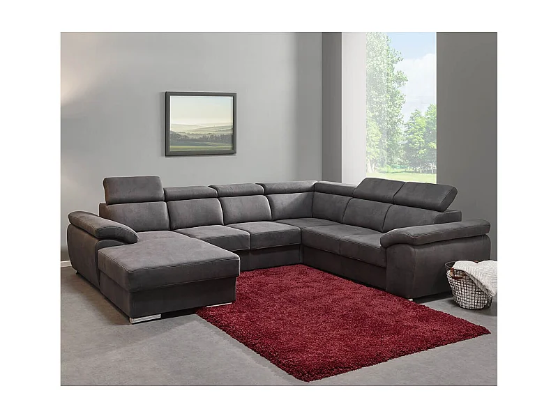 BRUGES - Canapé d'Angle Droit 7 Places Gris
