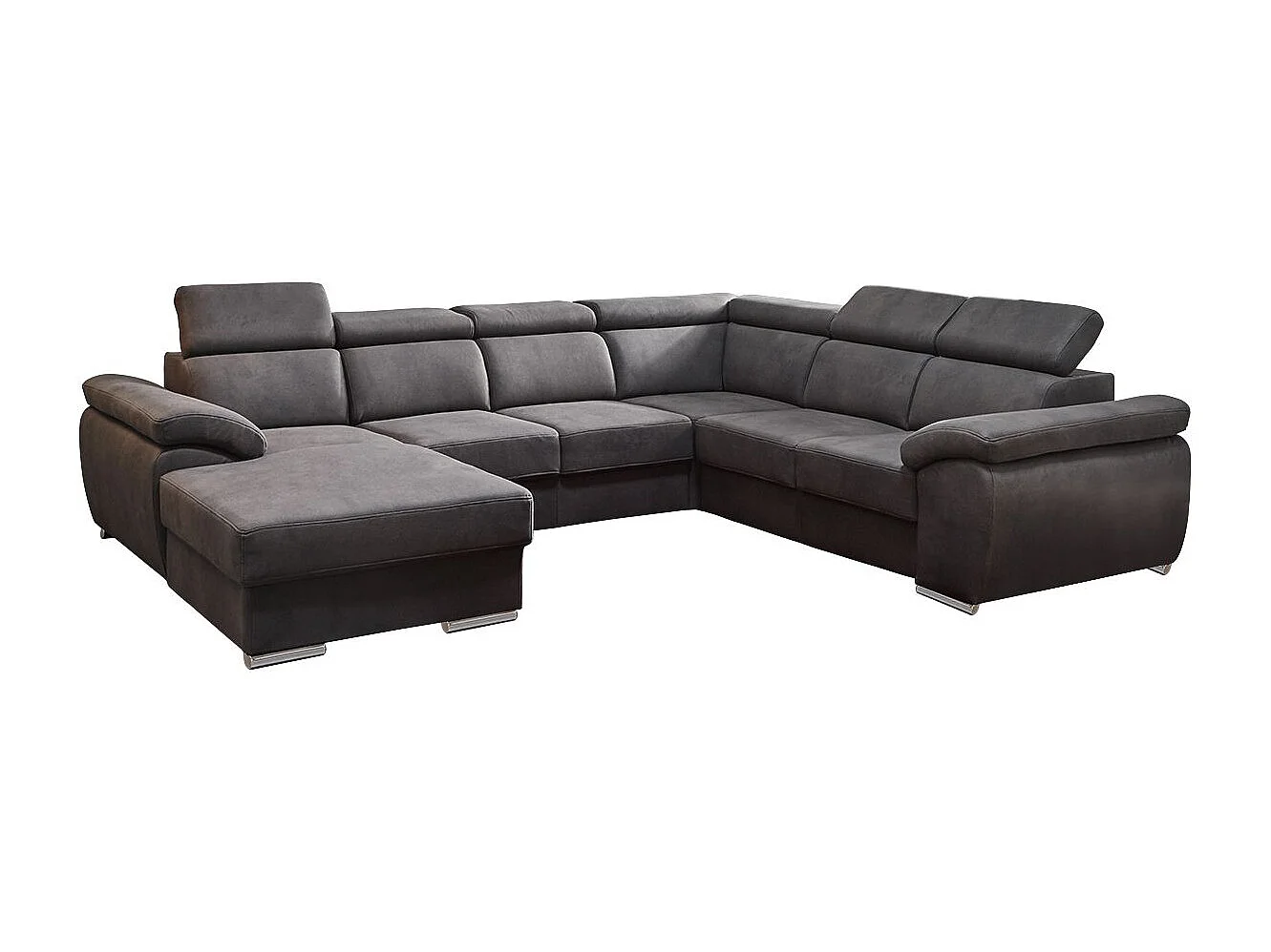 BRUGES - Canapé d'Angle Droit 7 Places Gris