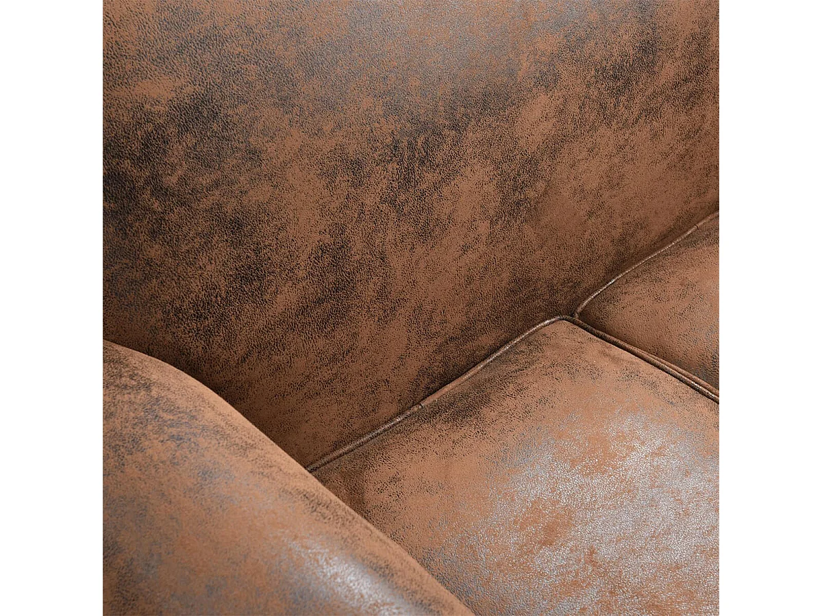 GANSSI - Canapé Club 2 Places Marron Aspect Cuir Vieilli