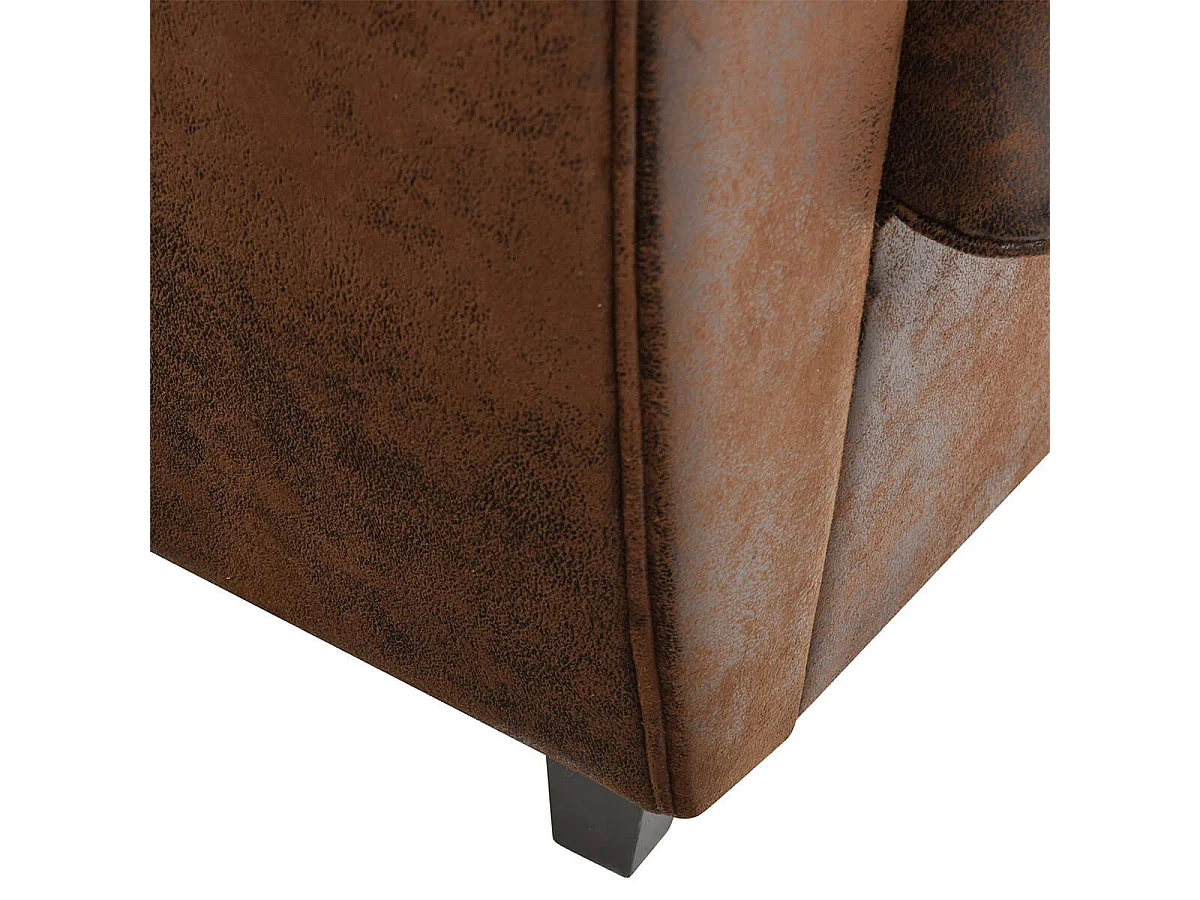 GANSSI - Canapé Club 2 Places Marron Aspect Cuir Vieilli