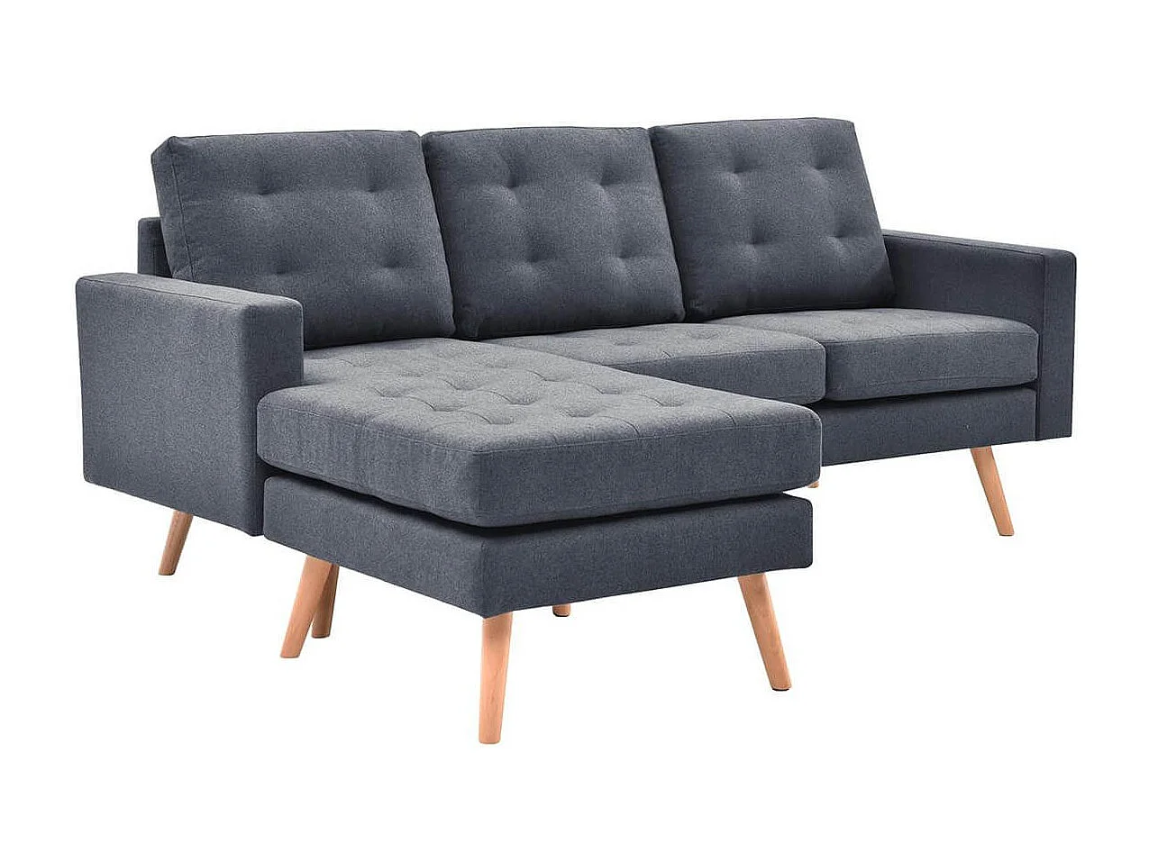 KULMA - Canapé d'Angle Réversible Gris Foncé Capitonné