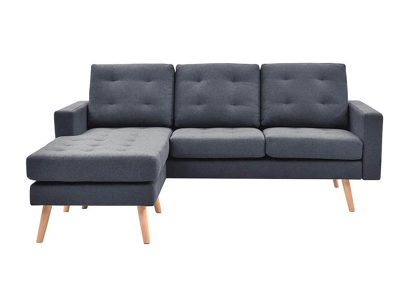 KULMA - Canapé d'Angle Réversible Gris Foncé Capitonné