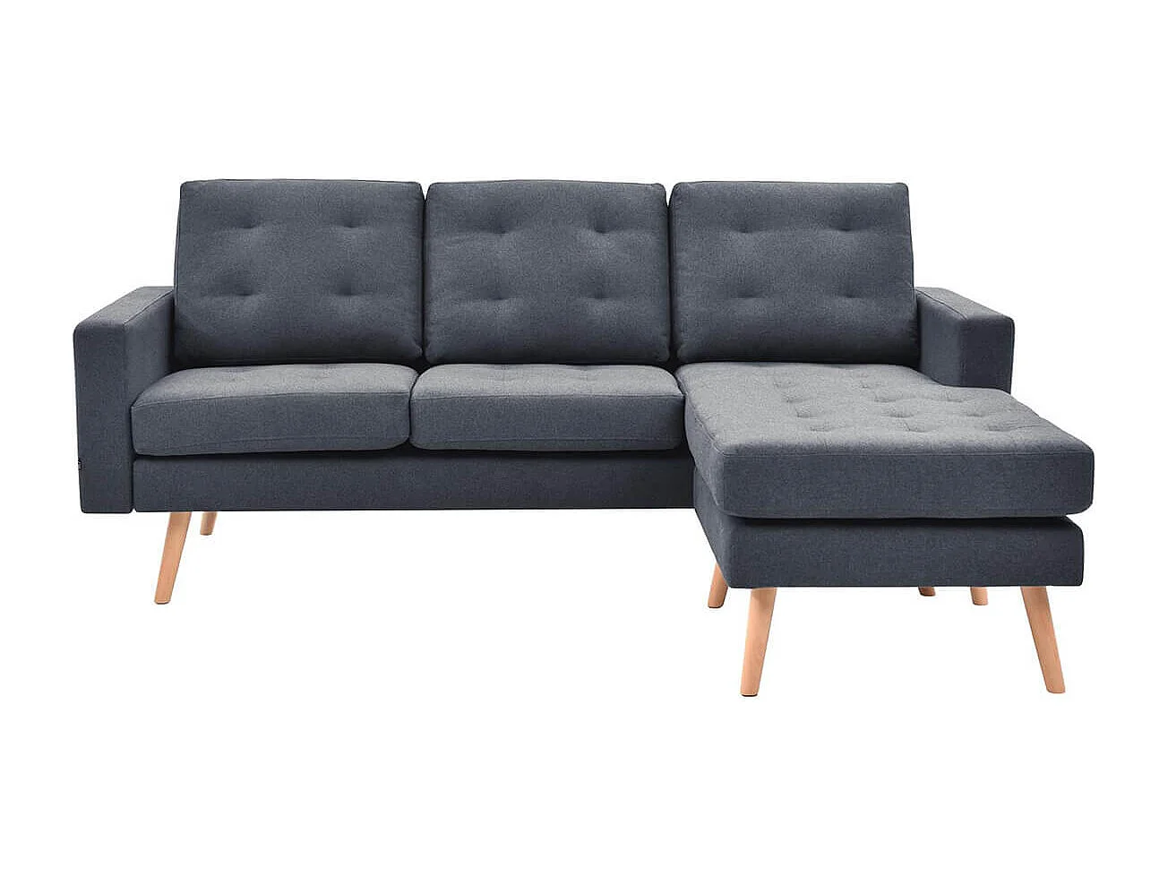 KULMA - Canapé d'Angle Réversible Gris Foncé Capitonné