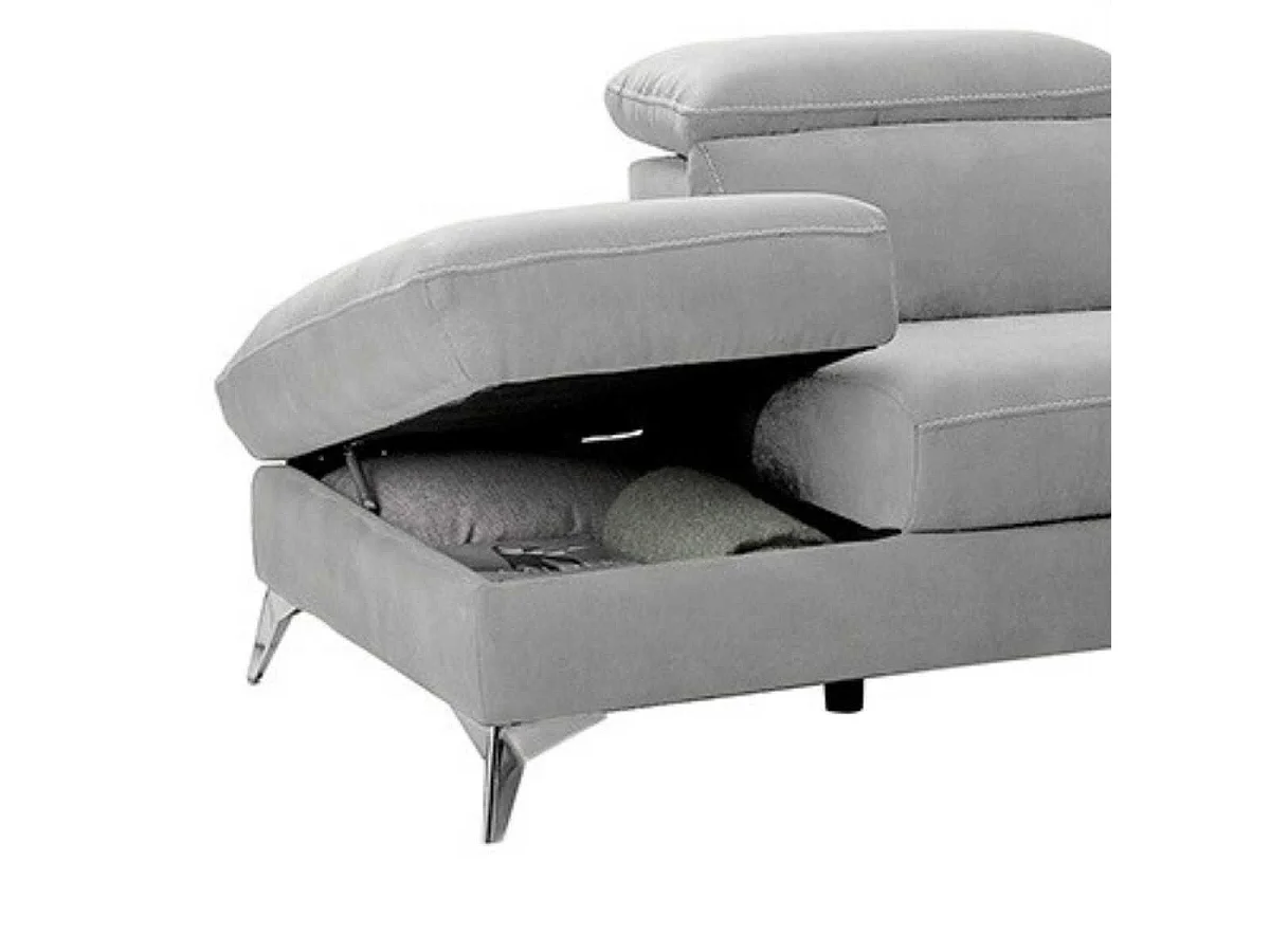 TOLEDO - Canapé d'Angle Droit 1 Relax Electrique Gris Clair