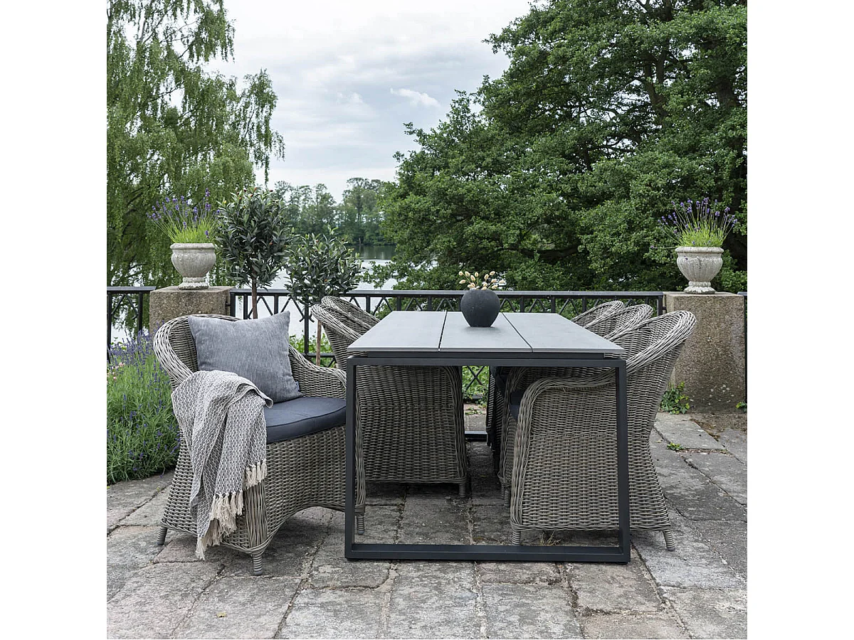 KAILUA - Table Jardin Rectangulaire 220cm Aspect Bois et Aluminium