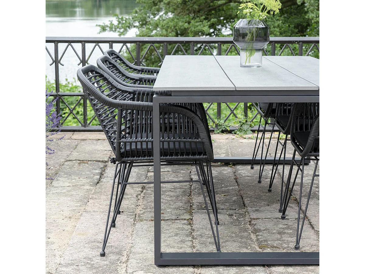 KAILUA - Table Jardin Rectangulaire 220cm Aspect Bois et Aluminium