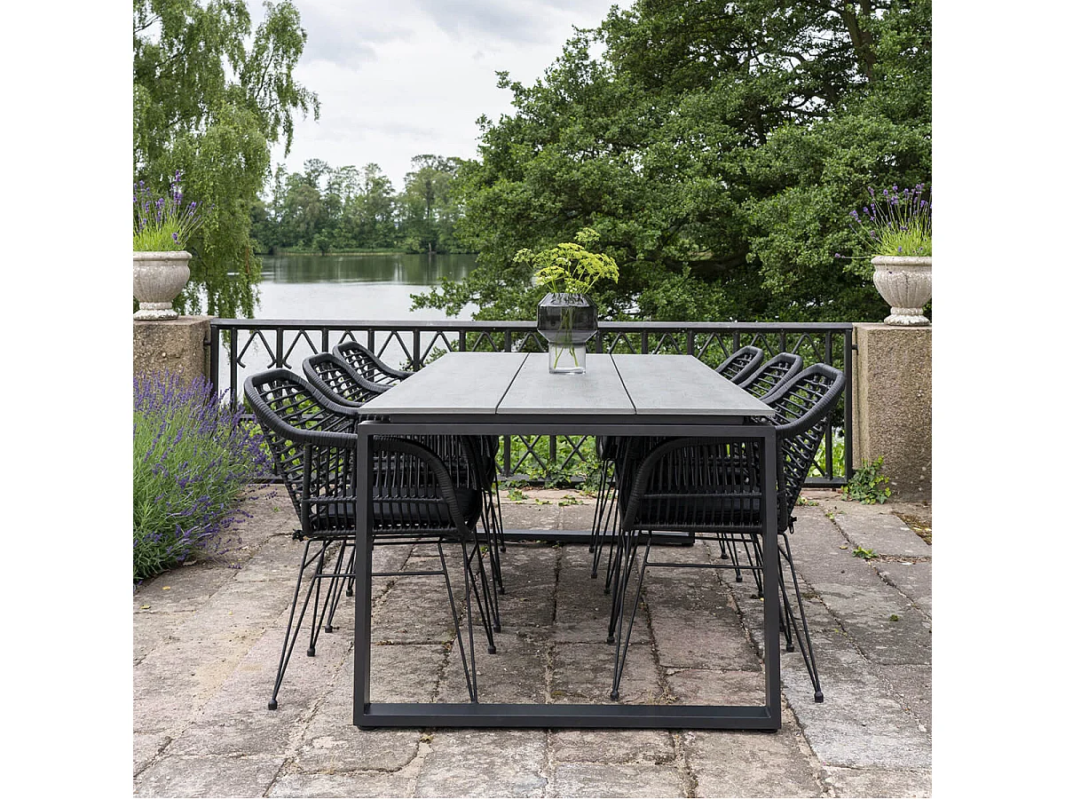 KAILUA - Table Jardin Rectangulaire 220cm Aspect Bois et Aluminium