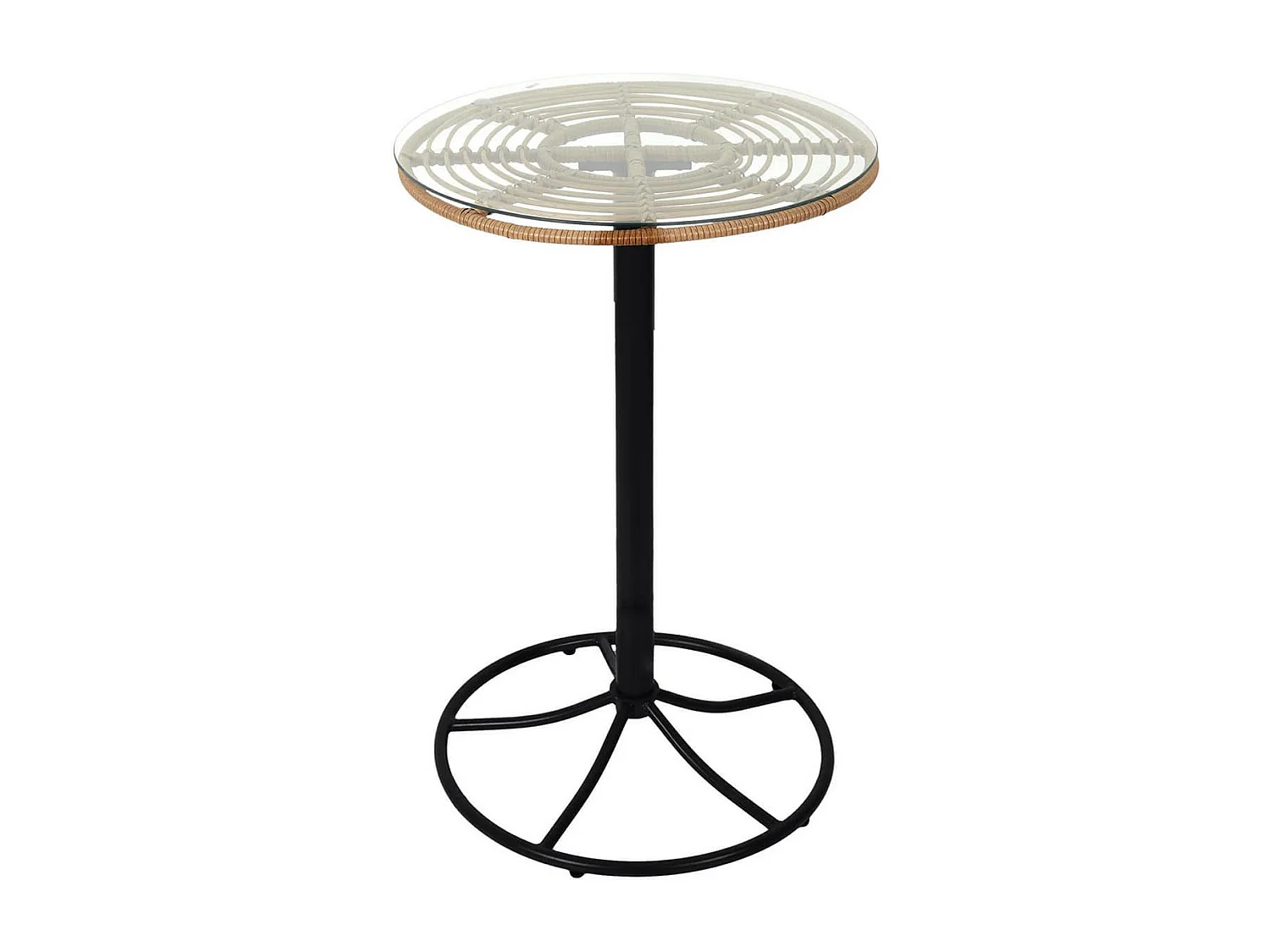 JAKARTA - Table Mange-Debout Noire avec Plateau en Verre