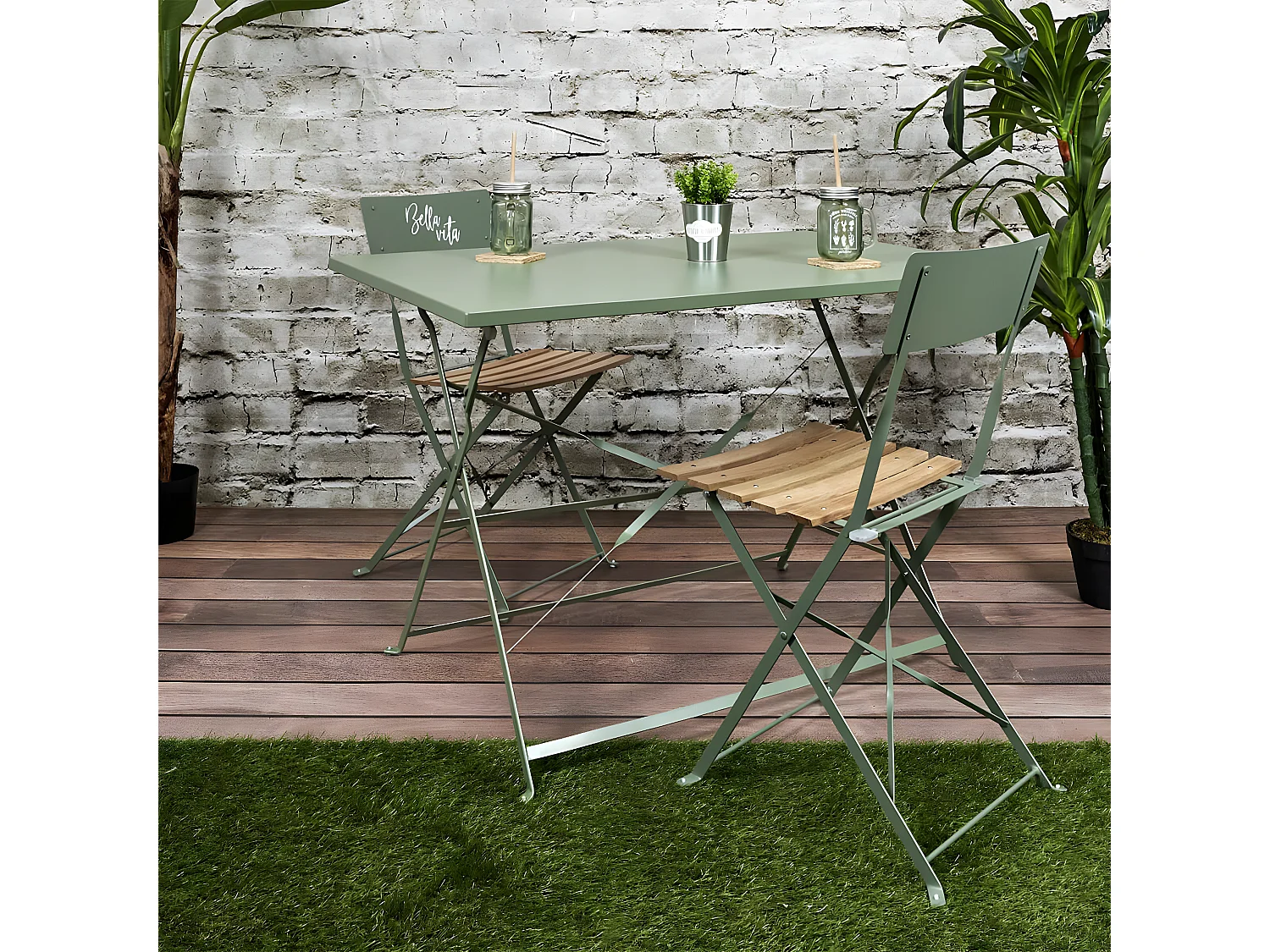 MALAM - Table de Repas Rectangulaire Pliante Kaki