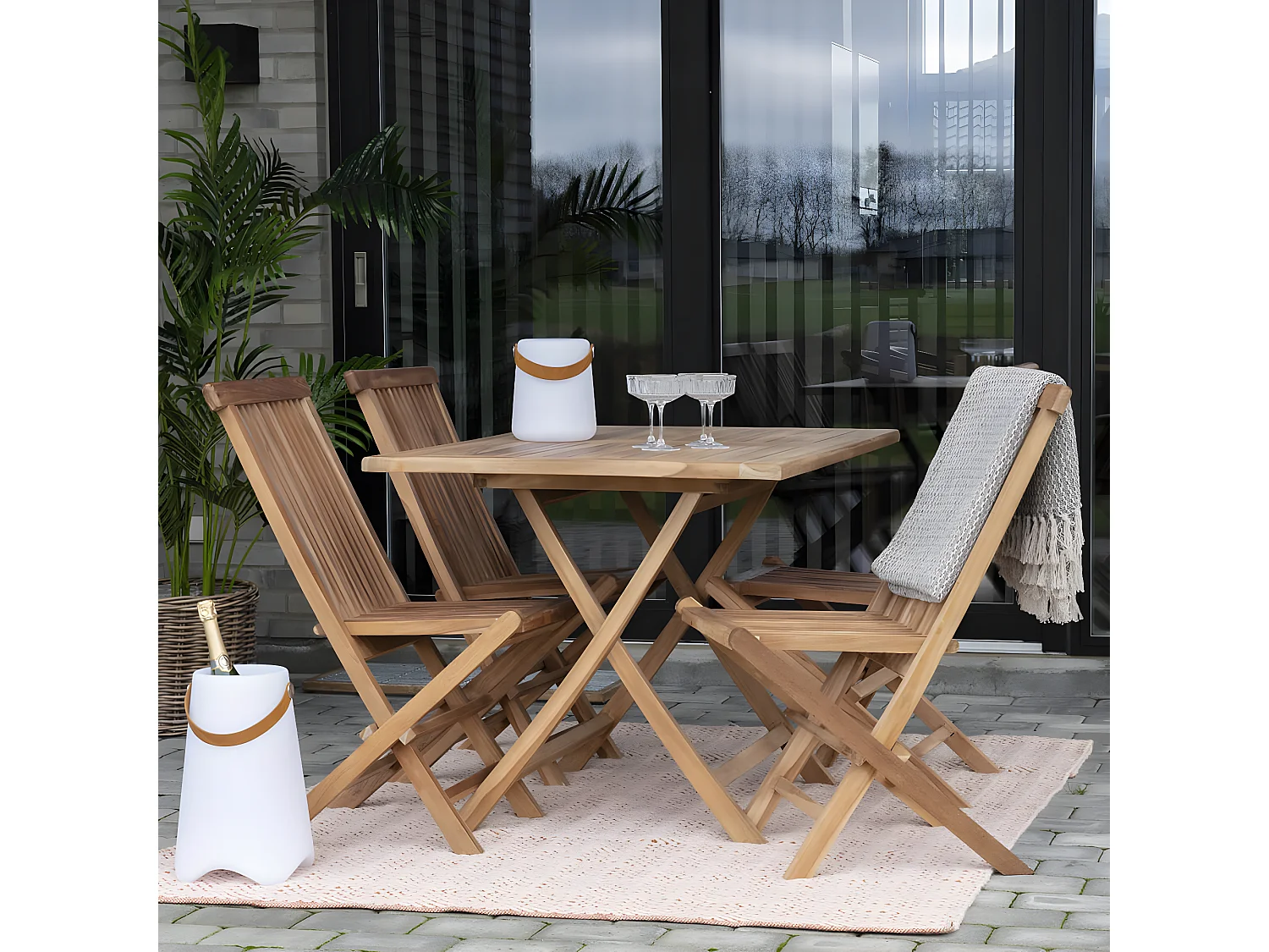 DESTIN - Table Jardin Rectangulaire 120cm Teck Naturel