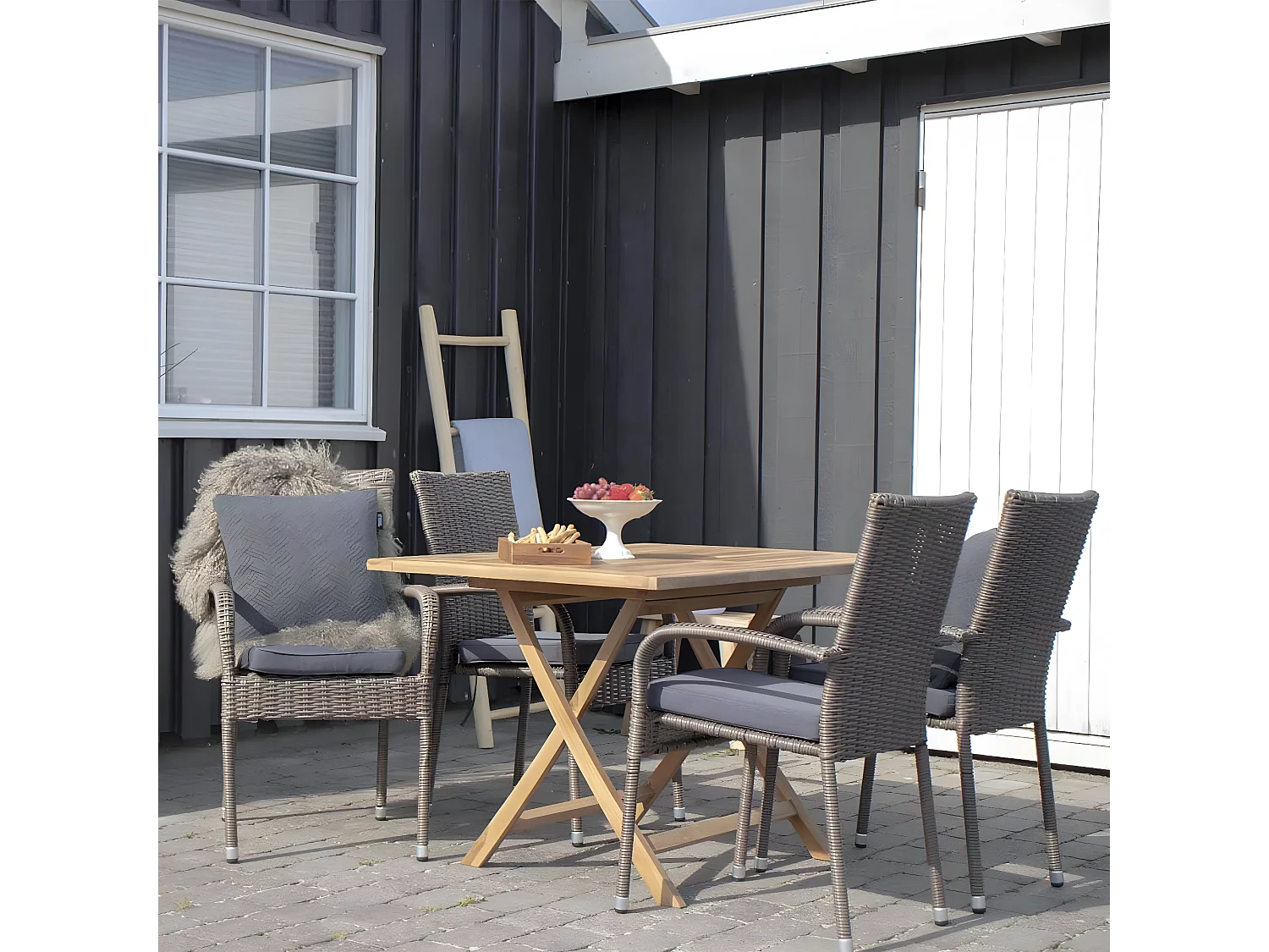 DESTIN - Table Jardin Rectangulaire 120cm Teck Naturel