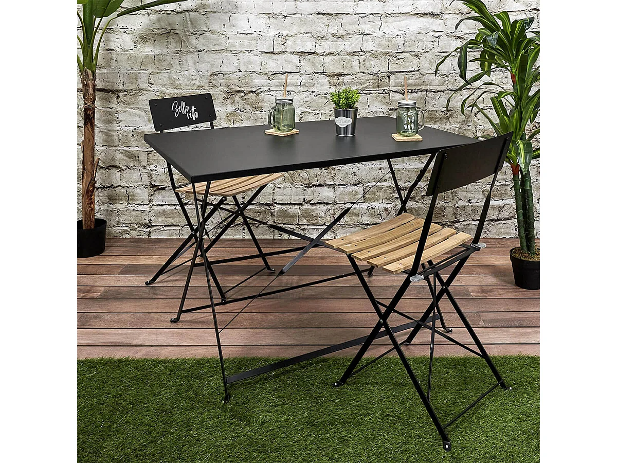 MALAM - Table de Repas Rectangulaire Pliante Noire