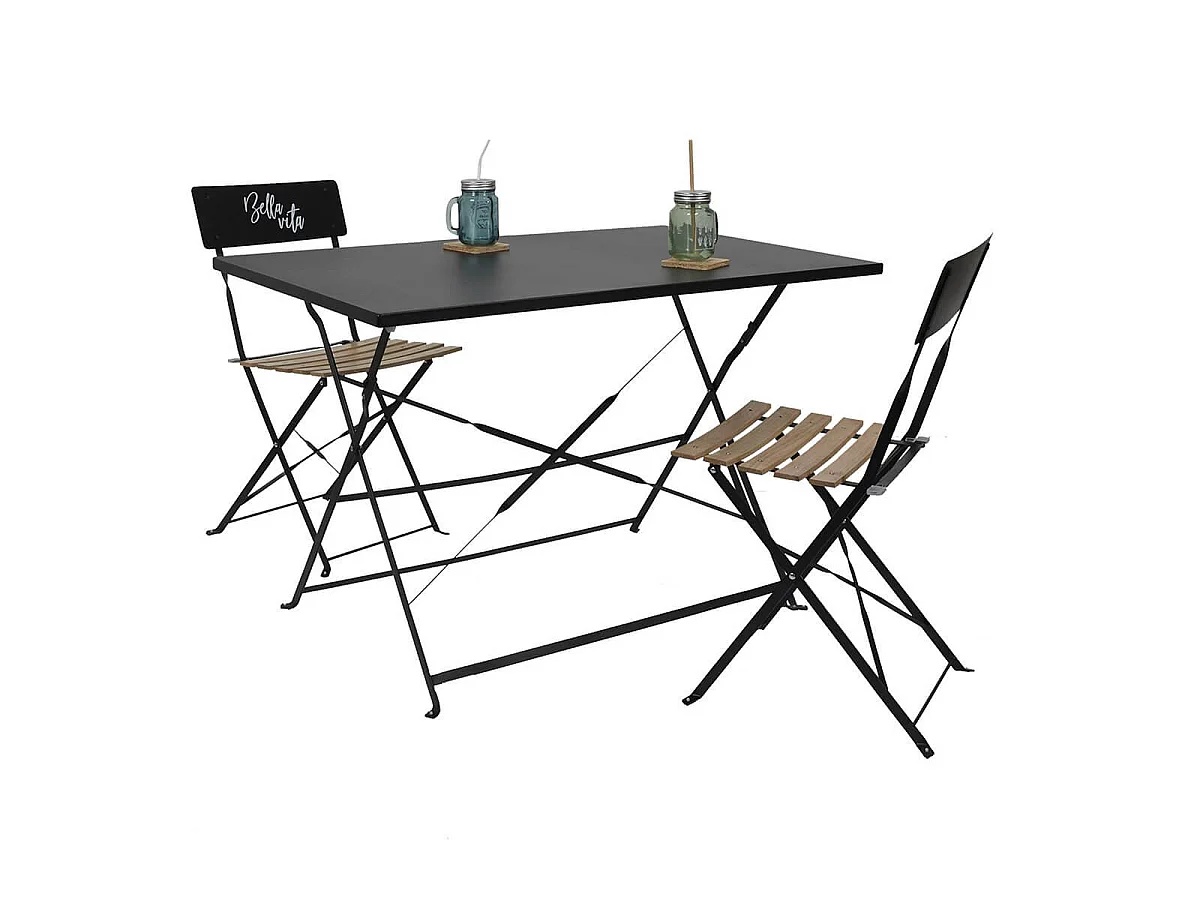 MALAM - Table de Repas Rectangulaire Pliante Noire