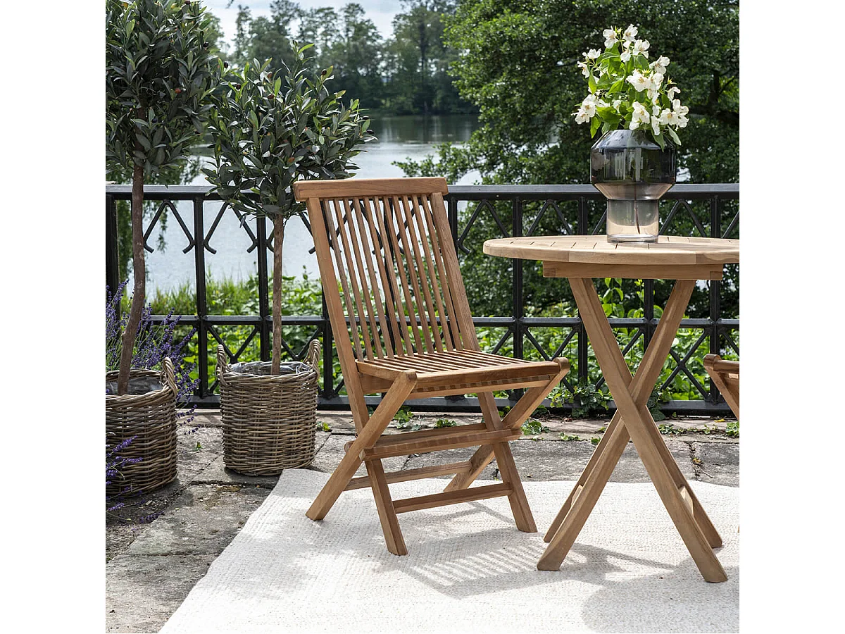 HORIZON - Lot de 4 Chaises de Jardin en Teck Massif Naturel
