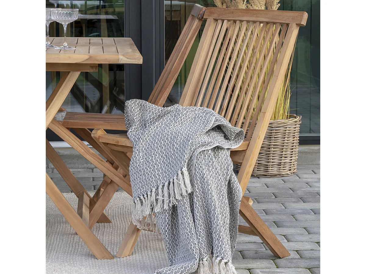 HORIZON - Lot de 4 Chaises de Jardin en Teck Massif Naturel