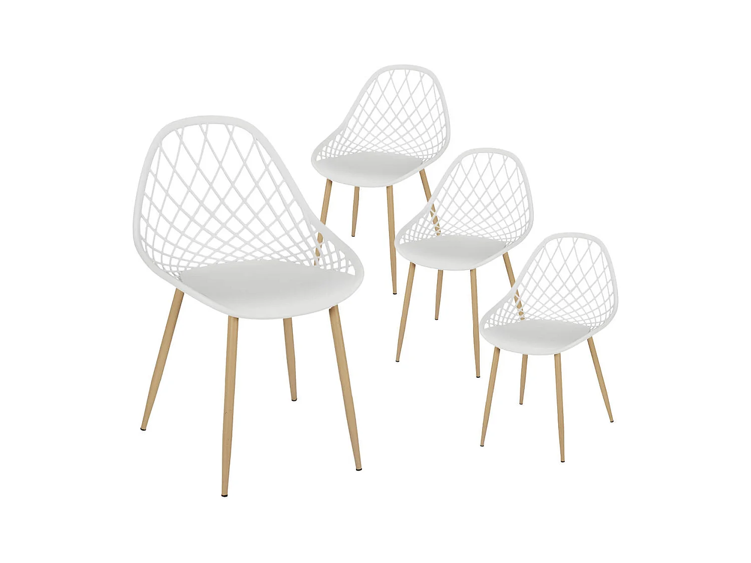 TRESSIE - Lot de 4 Chaises Blanches Coque Arrondie